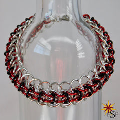 Kitsune Bracelet - Red and Silver