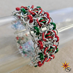 Winter Holiday Chainmail Cuff Bracelet